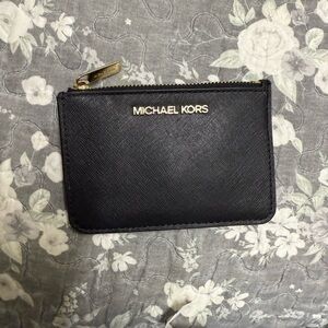Michael Kors Black Card Holder with Gold Accents